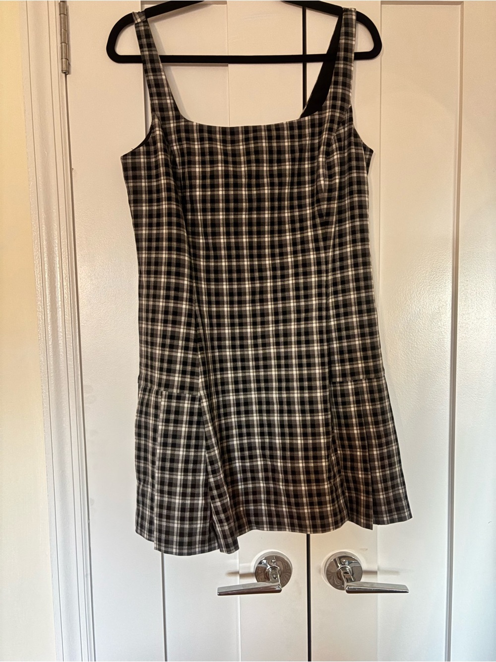 GAP Black & White Plaid Square-Neck Pleated Mini Dress - Picture 2 of 7
